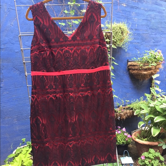Merona Red and Black Lace Cocktail Dress NWT - Picture 1 of 4